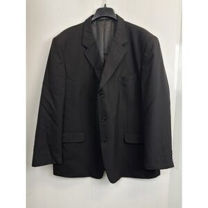 Jones New York Sport Coat Mens 50R Black 3‎ Button Double Vented Wool Blazer